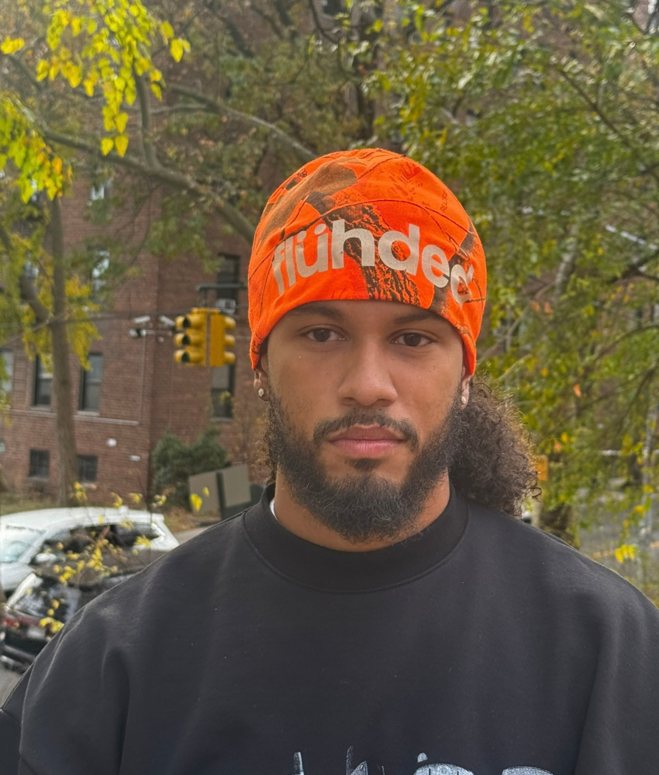 Orange Camo Knit Beanie