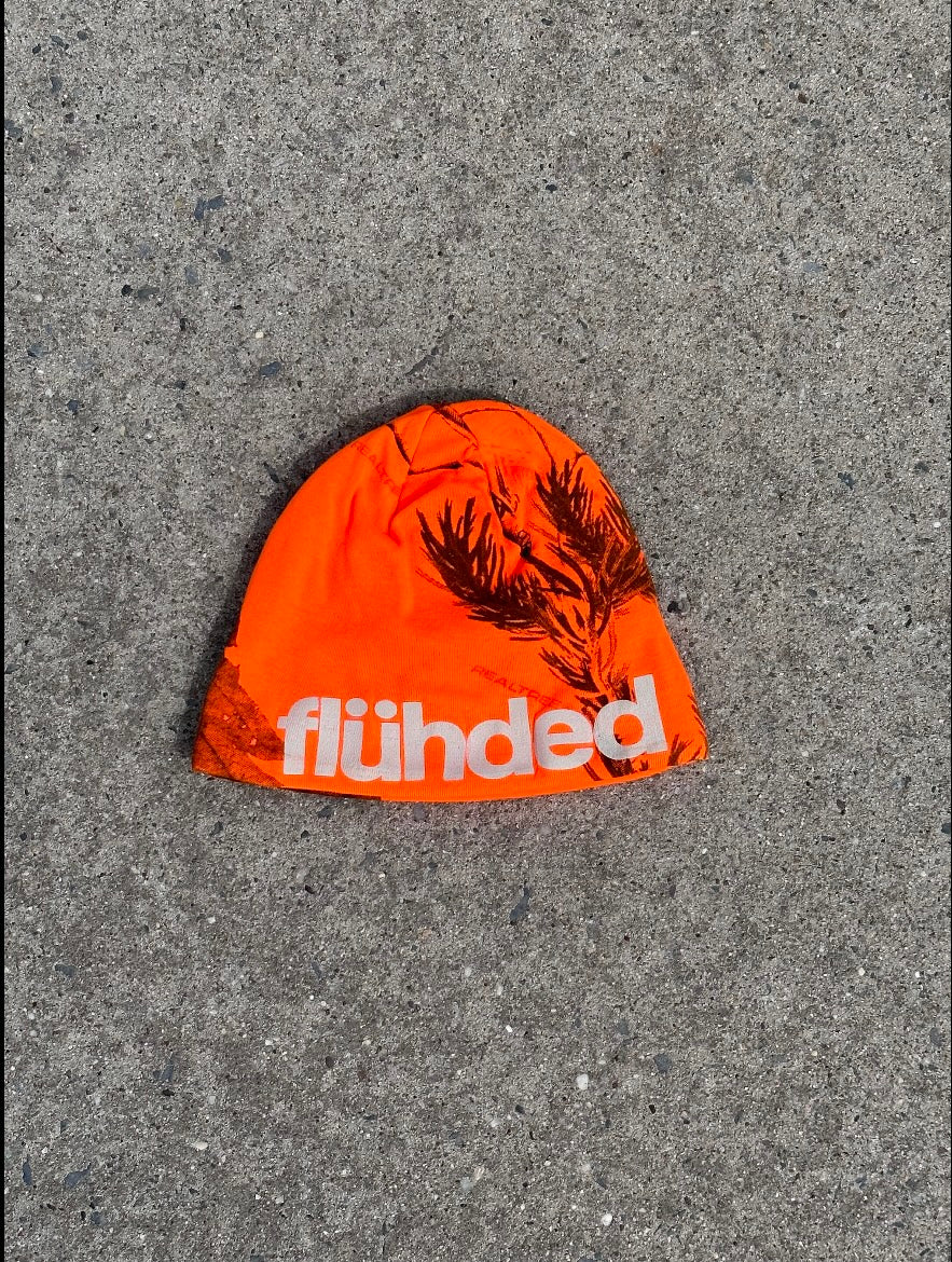 Orange Camo Knit Beanie